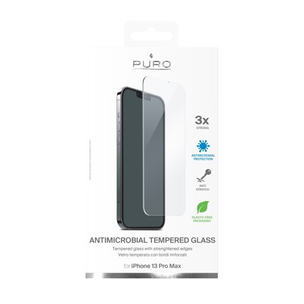 PURO Anti-Bacterial Tempered Glass Protective Glass with Antibacterial Protection for iPhone 14 Plus / iPhone 13 Pro Max Screen - Image 2