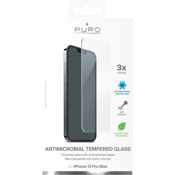 PURO Anti-Bacterial Tempered Glass Protective Glass with Antibacterial Protection for iPhone 14 Plus / iPhone 13 Pro Max Screen - Image 3