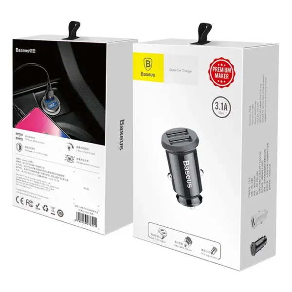 Baseus Grain Car Charger 2x USB 5V 3.1A (white) - Image 5