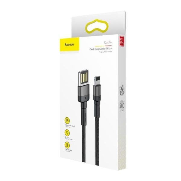 Baseus Cafule Double-sided USB Lightning Cable 1.5A 2m (Gray+Black) - Image 5
