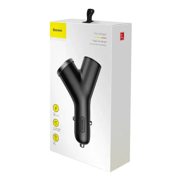 Ładowarka samochodowa Baseus Y Type 2xUSB 3,4A 40W (czarna) - Image 2