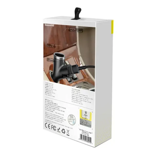 Ładowarka samochodowa Baseus Y Type 2xUSB 3,4A 40W (czarna) - Image 3