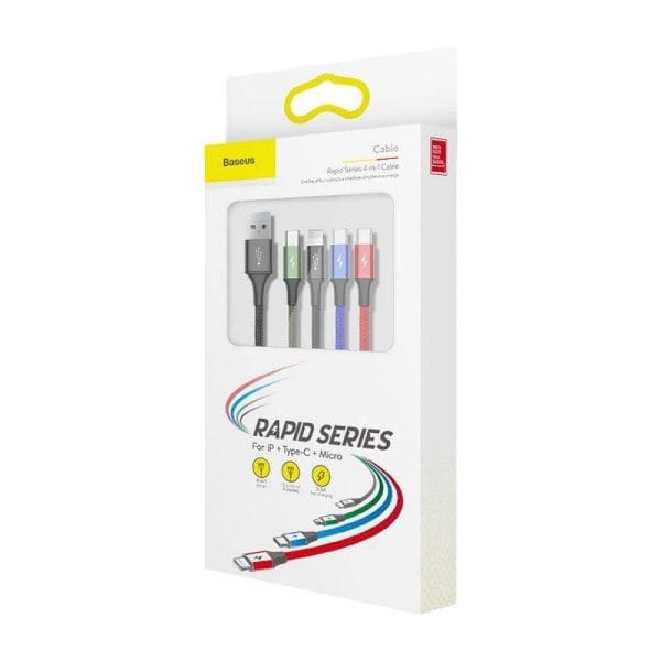 Baseus Fast USB Cable 4in1 2xUSB-C / Lightning / Micro 3,5A 1,2m - Black - Image 6