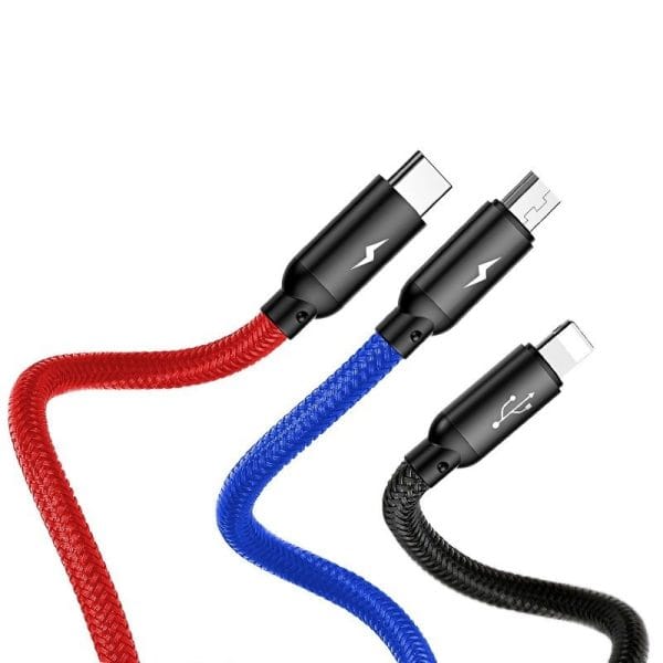 Baseus Rapid USB Cable 3in1 Type C / Lightning / Micro 3A 1,2M - Black - Image 4