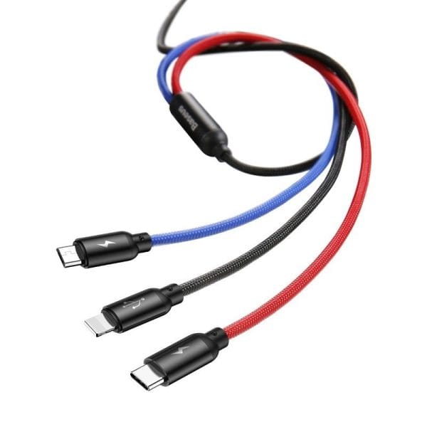 Baseus Rapid USB Cable 3in1 Type C / Lightning / Micro 3A 1,2M - Black - Image 3