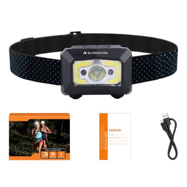 Headlight with non-contact switch Superfire X30, 340lm, USB - Image 4