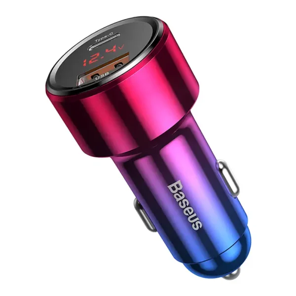 Baseus Magic USB + USB-C QC 4.0 PD 45W car charger (red-blue). - Image 2