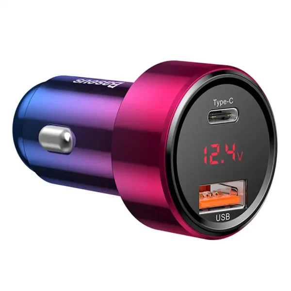 Baseus Magic USB + USB-C QC 4.0 PD 45W car charger (red-blue). - Image 4