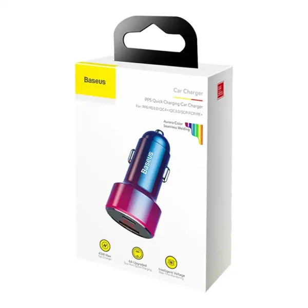 Baseus Magic USB + USB-C QC 4.0 PD 45W car charger (red-blue). - Image 6