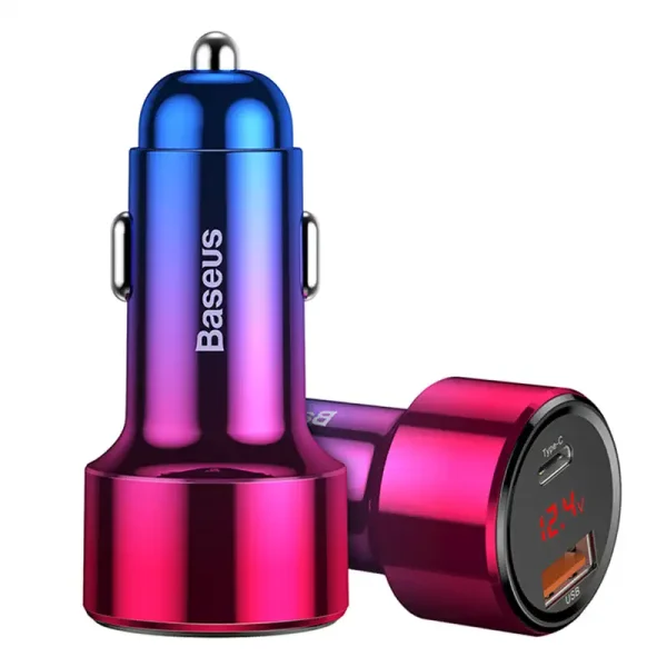 Baseus Magic USB + USB-C QC 4.0 PD 45W car charger (red-blue). - Image 5