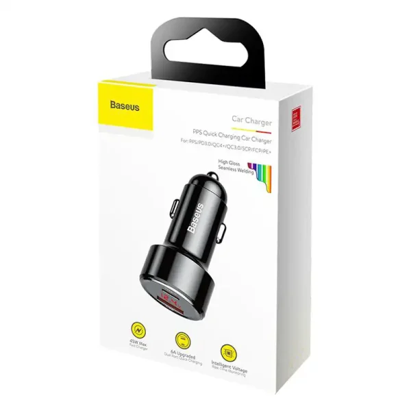 Ładowarka samochodowa Baseus Magic USB + USB-C QC 4.0  PD 45W (czarna) - Image 6