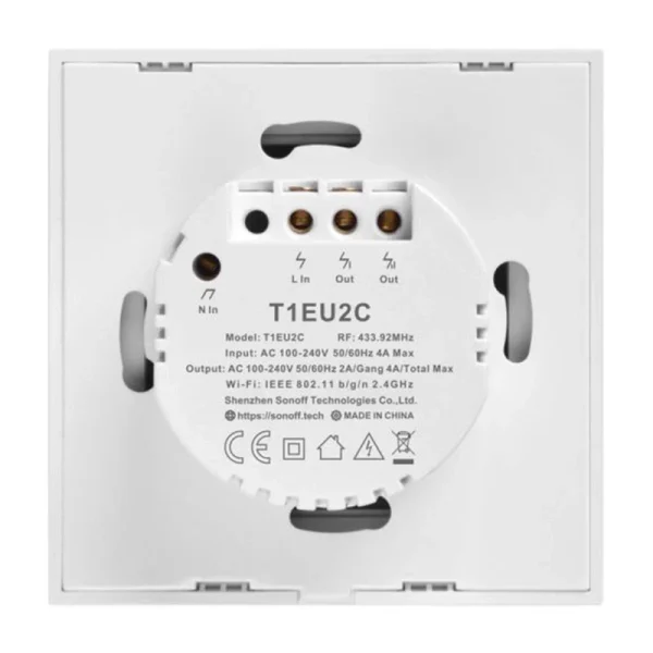 Smart Switch WiFi + RF 433 Sonoff T1 EU TX (2-channel) - Image 4
