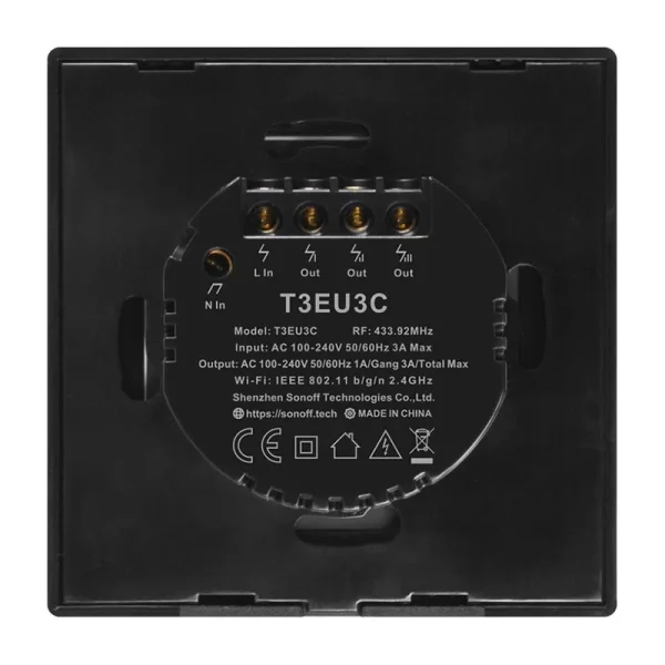 Touch light switch WiFi + RF 433 Sonoff T3 EU TX (2-channel) - Image 4