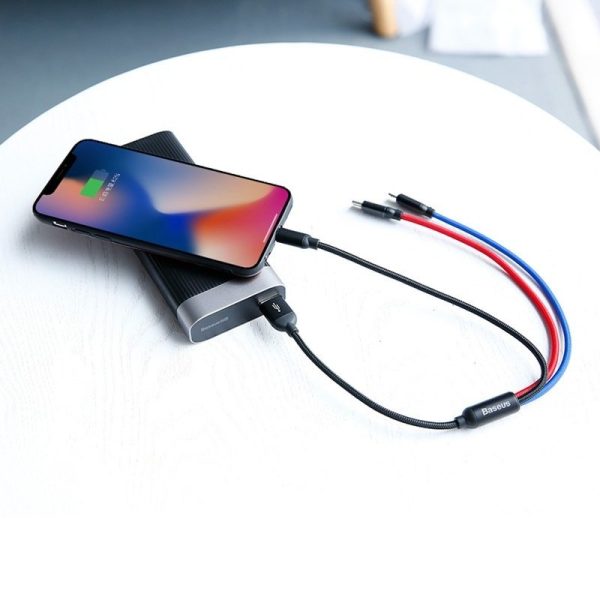 Baseus 3in1 Cable USB-C / Lightning / Micro 3,5A 0,3m (Black) - Image 5