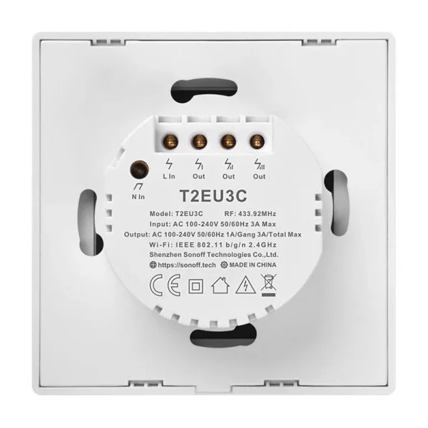 Smart Switch WiFi + RF 433 Sonoff T2 EU TX (3-channel) — изображение 4