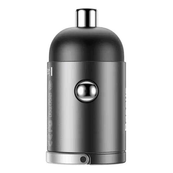 Baseus Tiny Star Mini Quick Charge Car Charger USB Port 30W Grey - Image 2