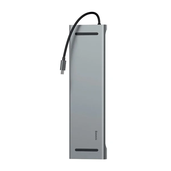 Baseus Enjoyment Series Multi-functional Type-C intelligent HD HUB（PD/HD4K*2/VGA/RJ45/SD/TF/USB*3/Audio*1/Stand)Dark gray - Image 2