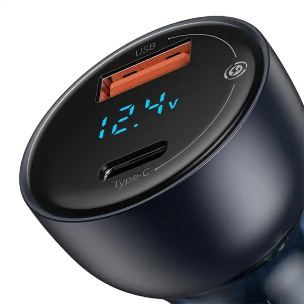 Baseus Particular Digital Display car charger with display, USB + USB-C, QC3.0+PD, 5A, 65W (gray) - Image 6