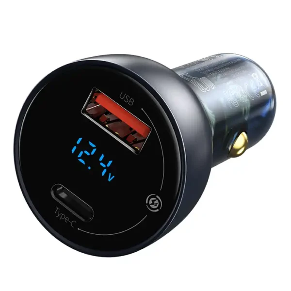 Baseus Particular Digital Display car charger with display, USB + USB-C, QC3.0+PD, 5A, 65W (gray) - Image 5