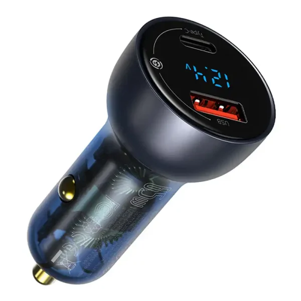 Baseus Particular Digital Display car charger with display, USB + USB-C, QC3.0+PD, 5A, 65W (gray) - Image 3
