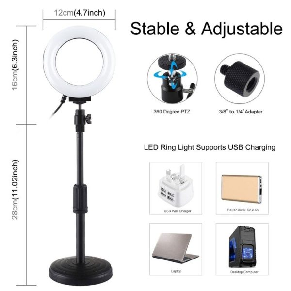 Ring LED lamp Puluz with adjustable base PU391 - Image 4