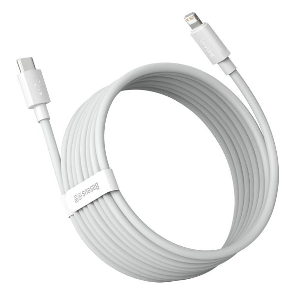 Baseus Simple Wisdom Data Cable Kit USB-C to Lightning PD 20W (2PCS/Set) 1.5m White - Image 3