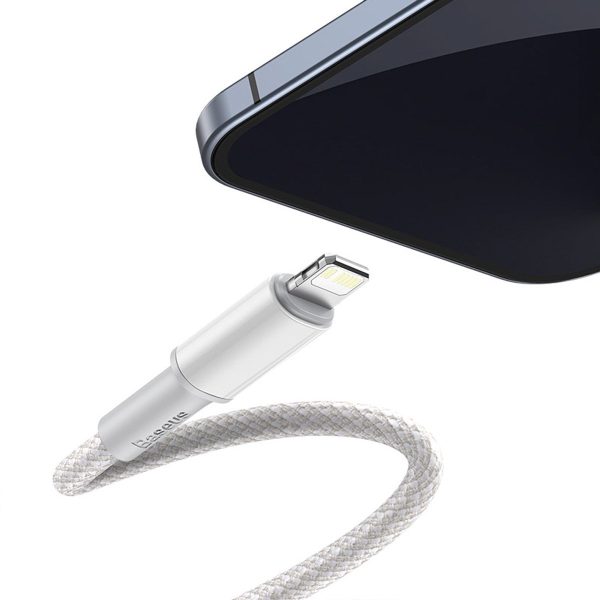 Baseus High Density Braided Cable Type-C to Lightning, PD,  20W, 1m (white) - Image 5