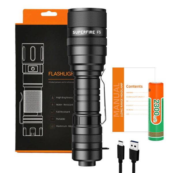Flashlight Superfire F5, 1100lm, USB - Image 2