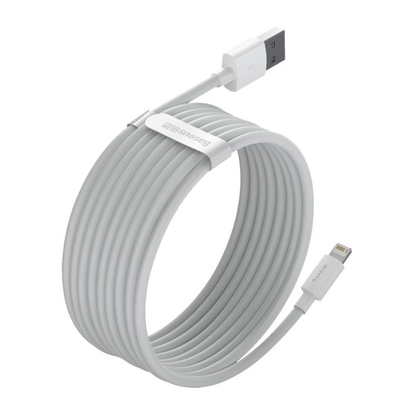 Baseus Simple Wisdom Data Cable Kit USB to Lightning 2.4A (2PCS/Set）1.5m White - Image 4