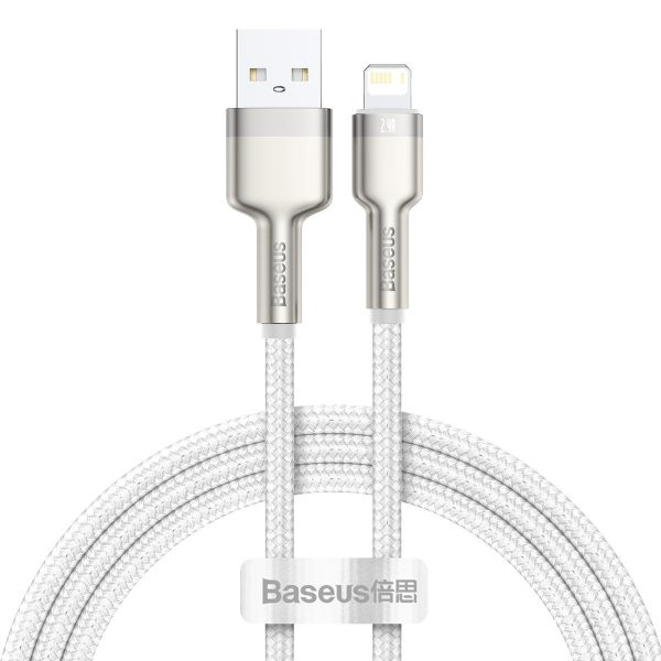 USB cable for Lightning Baseus Cafule, 2.4A, 1m (white) - Image 2