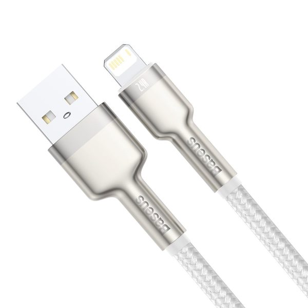USB cable for Lightning Baseus Cafule, 2.4A, 1m (white) - Image 3