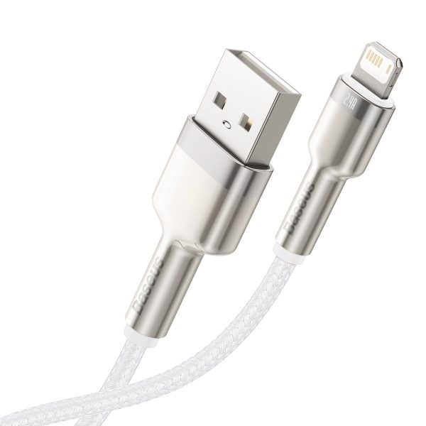 USB cable for Lightning Baseus Cafule, 2.4A, 1m (white) - Image 4