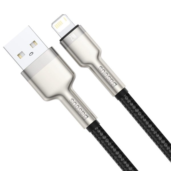 USB cable for Lightning Baseus Cafule, 2.4A, 2m (black) - Image 3