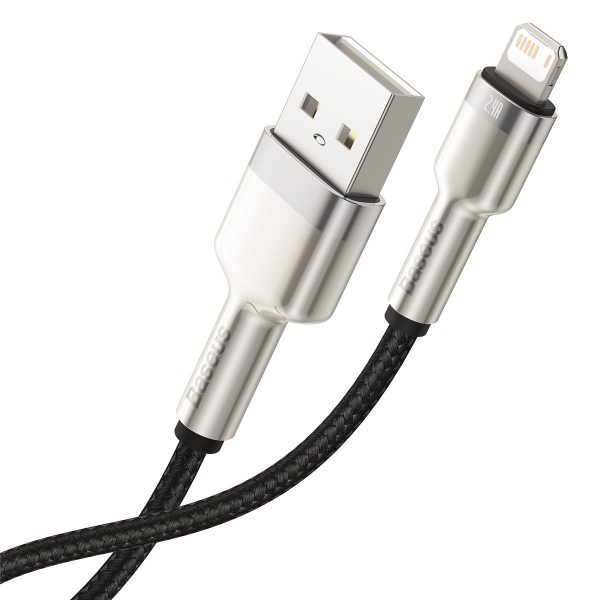 USB cable for Lightning Baseus Cafule, 2.4A, 2m (black) - Image 2