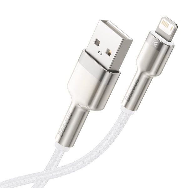 USB cable for Lightning Baseus Cafule, 2.4A, 2m (white) - Image 4