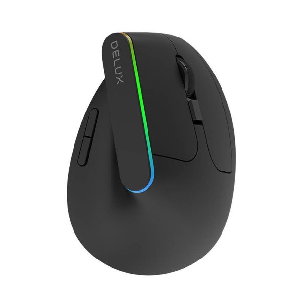 Wireless Vertical Mouse Delux M618DB BT4.0 + 2.4Ghz 4000DPI RGB - Image 3