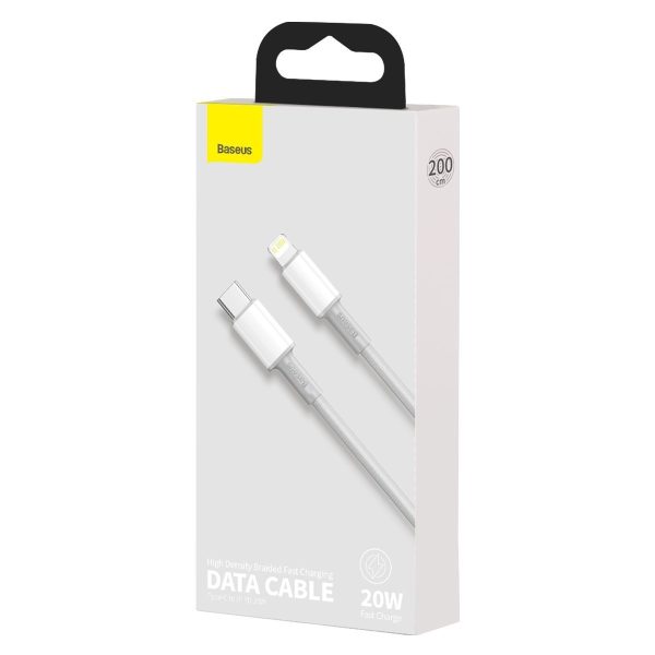 USB-C to Lightning Baseus High Density Braided Cable, 20W, PD, 2m (white) - Image 5