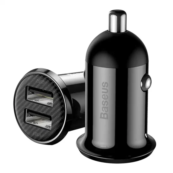 Ładowarka samochodowa Baseus Grain Pro 2x USB 4.8A (czarna) - Image 2