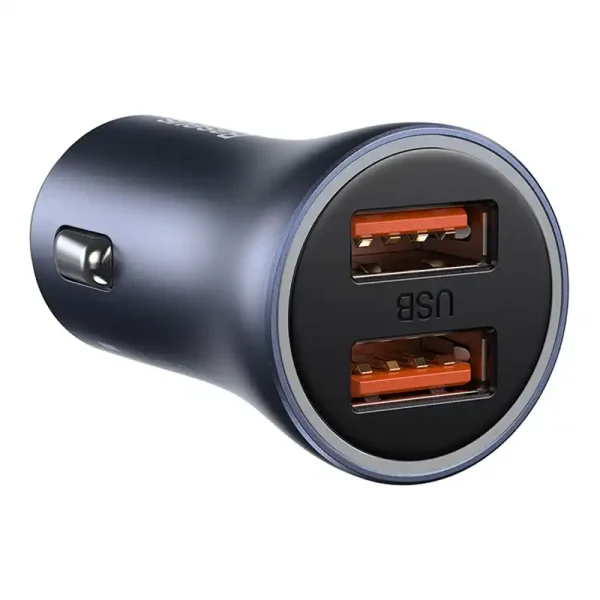 Ładowarka samochodowa Baseus Golden Contactor Pro, 2x USB, 40W (szara) + kabel USB do USB-C 1m (czarny) - Image 5