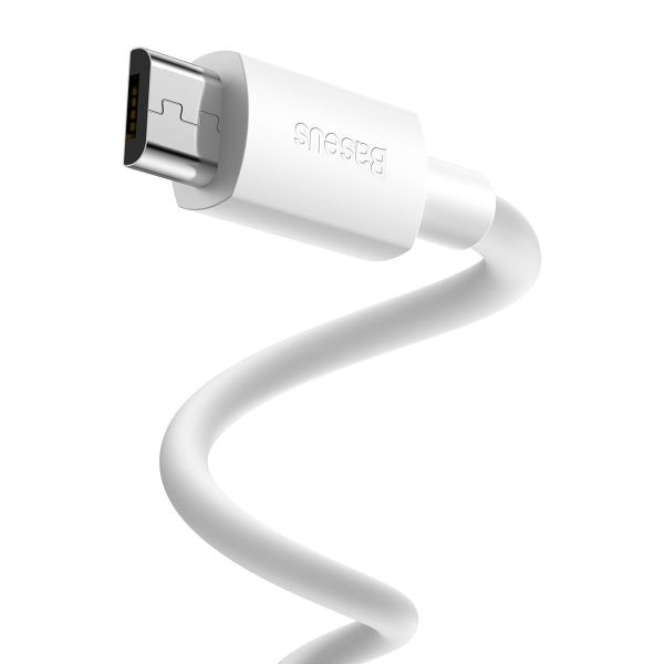 Baseus Simple Wisdom Data Cable Kit USB to Micro 2.1A (2PCS/Set) 1.5m White - Image 3