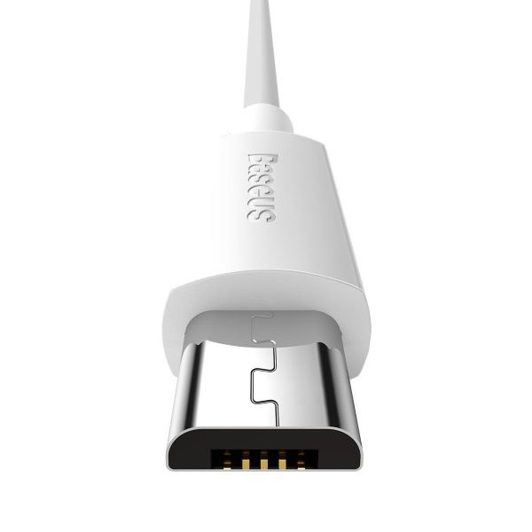 Baseus Simple Wisdom Data Cable Kit USB to Micro 2.1A (2PCS/Set) 1.5m White - Image 6