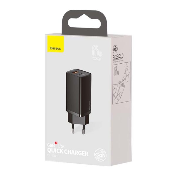 Quick Travel Charger Baseus GaN2 Lite USB+C 65W EU (black) - Image 6