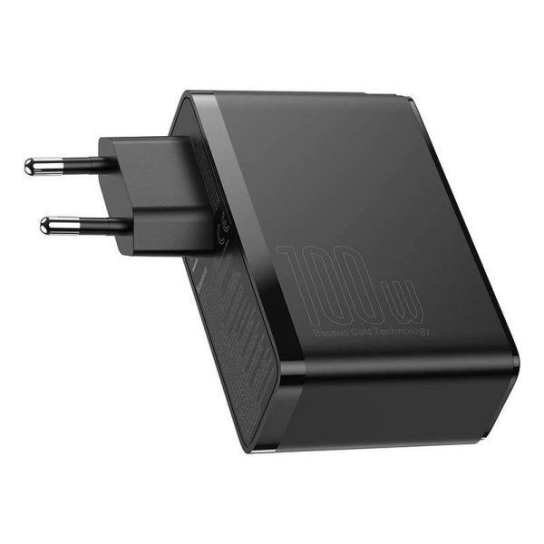 Travel Charger Baseus GaN2 Pro Quick  2x USB + 2x USB-C, 100W, EU (Black) - Image 3