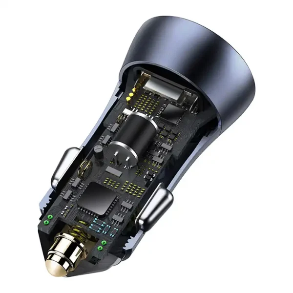 Ładowarka samochodowa Baseus Golden Contactor Pro, USB + USB-C, QC4.0+, PD, SCP, 40W (szara) + kabel USB do USB-C 1m (czarny) - Image 6
