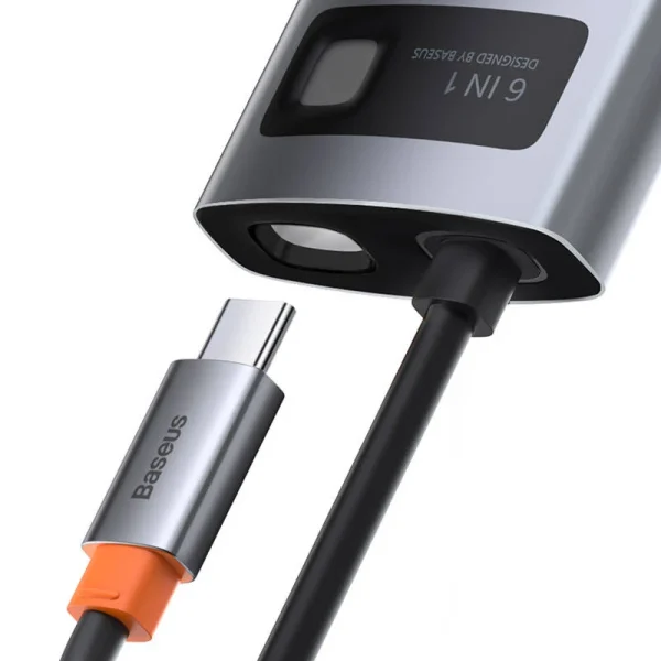 Hub 6in1 Baseus Metal Gleam Series, USB-C to 3x USB 3.0 + HDMI + USB-C PD + Ethernet RJ45 - Image 5