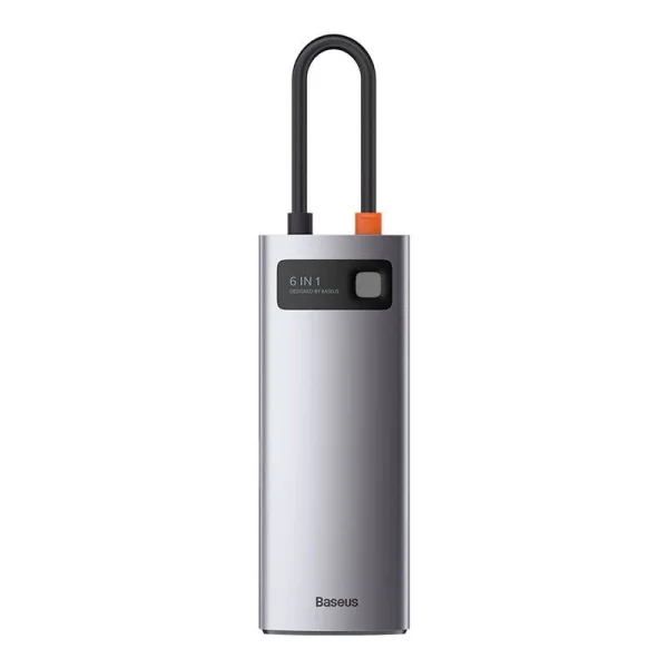 Hub 6in1 Baseus Metal Gleam Series, USB-C to 3x USB 3.0 + HDMI + USB-C PD + Ethernet RJ45 - Image 2