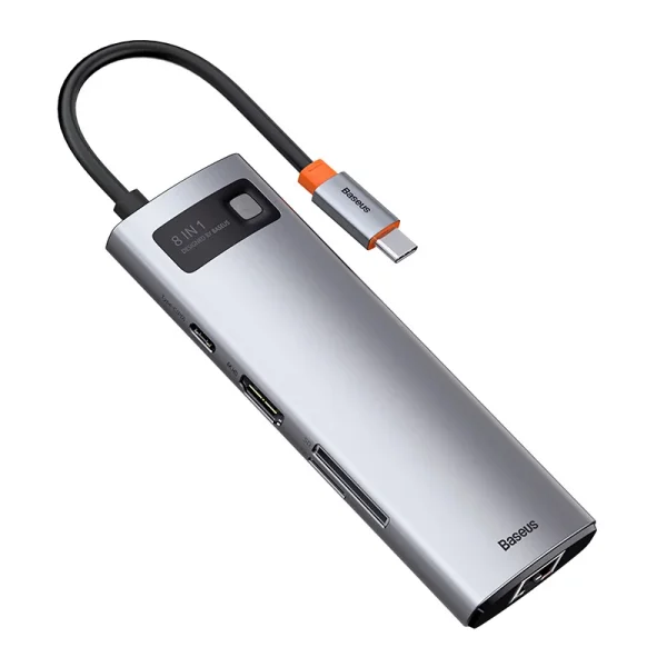 Hub 8in1 Baseus Metal Gleam Series, USB-C to 3x USB 3.0 + HDMI + USB-C PD + Ethernet RJ45 + microSD/SD - Image 5