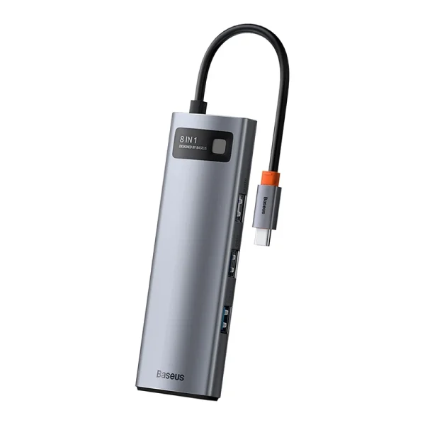 Hub 8in1 Baseus Metal Gleam Series, USB-C to 3x USB 3.0 + HDMI + USB-C PD + Ethernet RJ45 + microSD/SD - Image 3