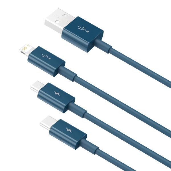 USB cable 3in1 Baseus Superior Series, USB to micro USB / USB-C / Lightning, 3.5A, 1.5m (blue) - Image 4