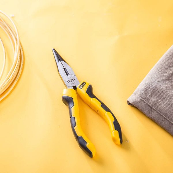 Long Nose Pliers 6" Deli Tools EDL2106 (yellow) - Image 4